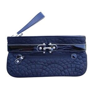 Vera Bradley Meet Me in Paris Bistro Nylon Quilted Wristlet Clutch Black Patent